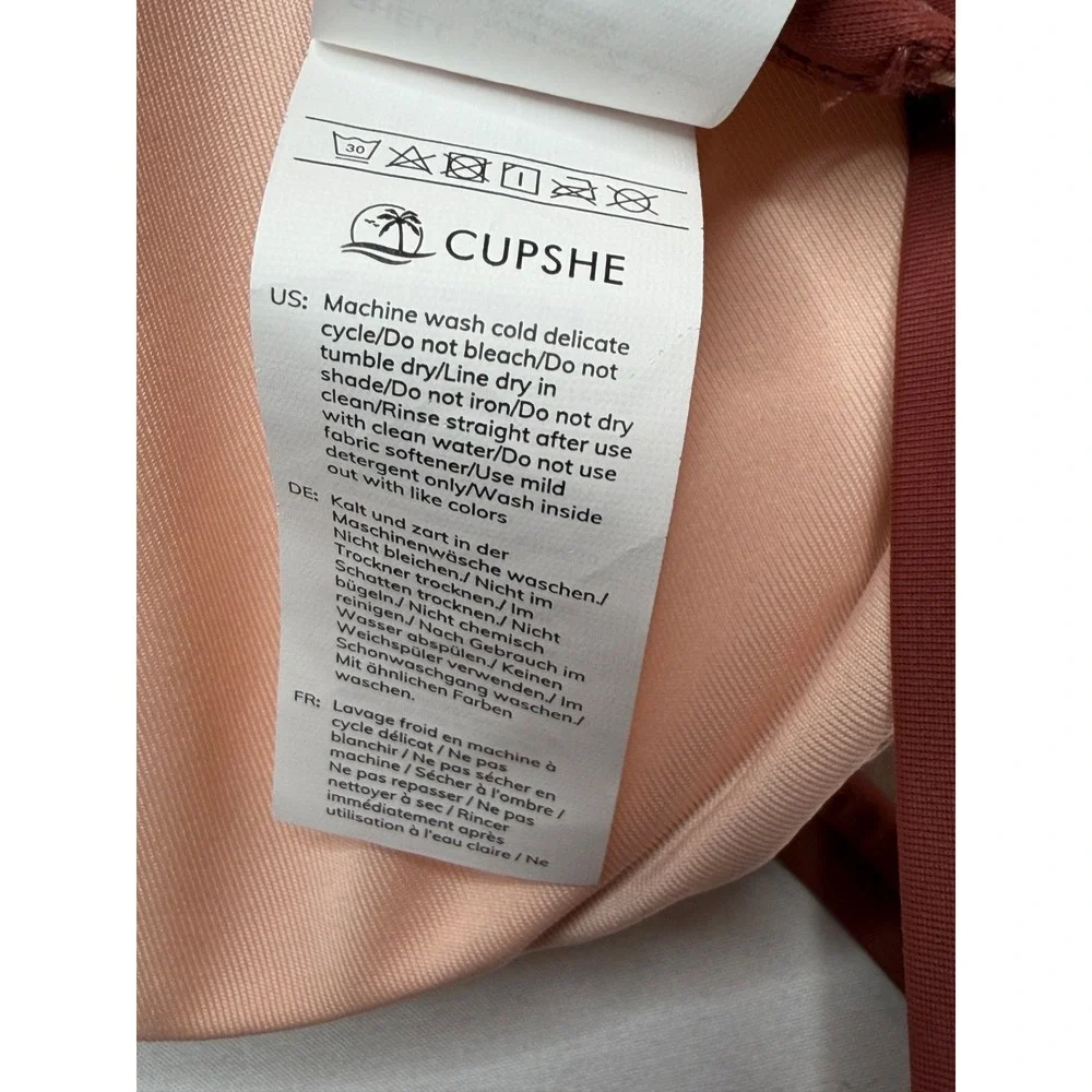 Cupshe Sandy Daze Shirred Ruched One Piece Swimsuit Brick Red NWT S